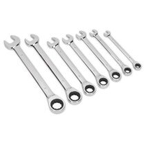 Sealey S01142 Ratchet Combination Spanner Set 7pc Metric