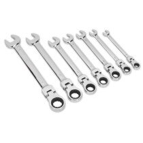 Sealey S01143 Flexible Head Ratchet Combination Spanner Set 7pc Metric