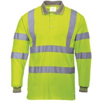 Portwest S277 Hi-Vis Long Sleeved Polo High Visibility-Portwest Chest 3XL (54"-55")-Yellow (Y)