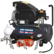 Sealey SAC2420EPK 230V Compressor 24ltr Direct Drive 2hp with 4 Piece Accessory Kit
