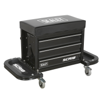 Sealey SCR18B Mechanic's Utility Seat & Toolbox - Black