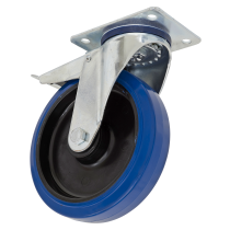 Sealey SCW3125SPLEM Heavy-Duty Blue Elastic Rubber Swivel Castor Wheel with Total Lock ø125mm - Trade