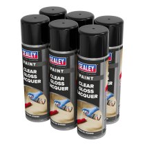 Sealey SCS065 Gloss Lacquer 500ml, Clear - Pack of 6