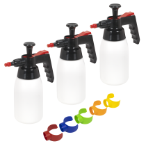 Sealey SCSGCOMBO Premium Pressure Solvent Sprayers 1L & Colour-Coded Caps Combo