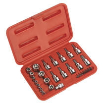 Sealey AK6193 TRX-Star (Torx type) Socket & Security Bit Set 29 Piece 1/4" & 3/8" Drive