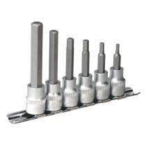 Sealey AK6209 Hex Socket Bit Set with Rail 6 Piece 3/8" Drive Metric