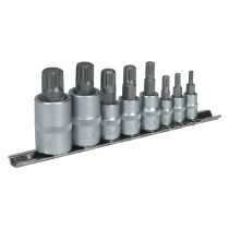 Sealey AK6214 Spline Socket Bit Set 8 Piece 1/4", 3/8" & 1/2" Drive