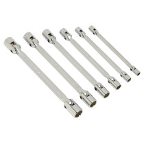 Sealey AK635 Double Flexi-Head Socket Wrench Set 6pc Fully Polished Metric