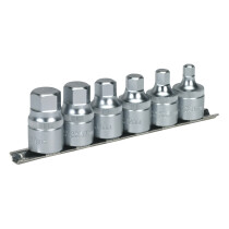 Sealey AK6561 Hex Socket Bit Set with Rail 6 Piece Stubby 1/2" Drive Metric