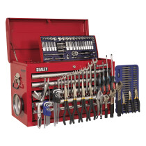 Sealey AP33059COMBO Topchest 5 Drawer with Ball Bearing Runners - Red & 137pc Tool Kit