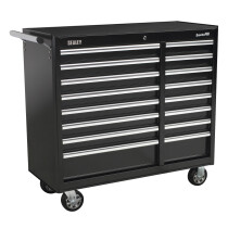 Sealey AP41169B Rollcab 16 Drawer with Ball Bearing Runners Heavy-Duty - Black