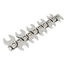 Sealey S0866 Crows Foot Spanner Set 10pc Open End 3/8"Sq Drive Metric