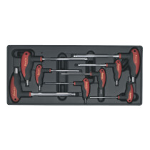 Sealey TBT06 Tool Tray with T-Handle Ball-End Hex Key Set 8pc