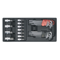 Sealey TBT07 Tool Tray with Hex/Ball-End Hex Keys & Socket Bit Set 29pc