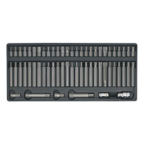 Sealey TBT11 Tool Tray with Ribe/Spline/Hex/Security TRX-Star Bit Set 60pc