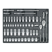 Sealey TBT31 Tool Tray with Socket Set 3/8" & 1/2"Sq Drive 55pc