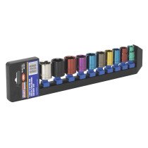 Sealey AK285 Multi-Coloured Socket Set 10 Piece 3/8" Drive 6 Point Metric