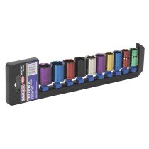 Sealey AK288 Multi-Coloured Socket Set 10 Piece 1/2" Drive 6 Point Metric