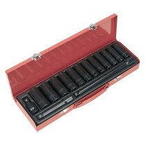Sealey AK5815M Impact Socket Set 15pc 1/2"Sq Drive Deep Metric