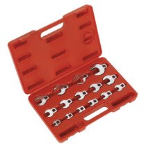 Sealey AK59891 Crows Foot Open End Spanner Set 15pc 3/8"Sq Drive Metric