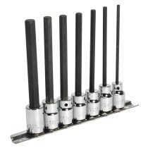 Sealey AK62254 Hex Socket Bit Set 7pc 3/8"Sq Drive 110mm Metric