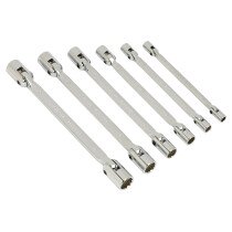 Sealey AK635 Double Flexi-Head Socket Wrench Set 6pc Fully Polished Metric