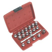 Sealey AK6586 Oil Drain Plug Key Set 18 Piece - 3/8" Drive