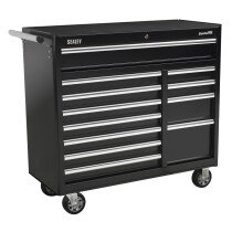 Sealey AP41120B Rollcab 12 Drawer with Ball Bearing Runners Heavy-Duty - Black