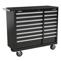 Sealey AP41169B Rollcab 16 Drawer with Ball Bearing Runners Heavy-Duty - Black