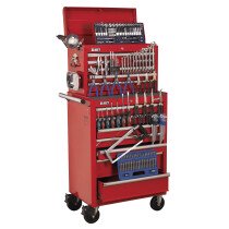 Sealey APCOMBOBBTK57 Topchest & Rollcab Combination 15 Drawer with Ball Bearing Runners - Red...