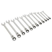 Sealey S0635 Flexible Head Ratchet Combination Spanner Set 12 Piece Metric