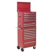 Sealey SPTCOMBO1 Tool Chest Combination 14 Drawer - Ball Bearing Runners - Red with 1179p...