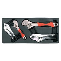 Sealey TBT04 Tool Tray with Locking Pliers & Adjustable Wrench Set 4pc