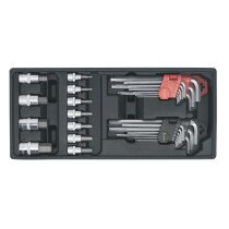 Sealey TBT07 Tool Tray with Hex/Ball-End Hex Keys & Socket Bit Set 29pc