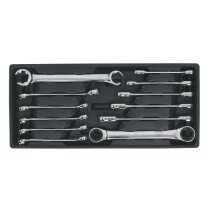 Sealey TBT13 Tool Tray with Flare Nut & Ratchet Ring Wrench Set 12pc