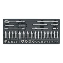 Sealey TBT19 Tool Tray with Socket Set 1/4"Sq Drive 43pc