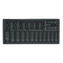 Sealey TBT24 Tool Tray with Impact Socket Set 1/2"Sq Drive 28pc