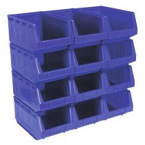 Sealey TPS412B Plastic Storage Bin 209 x 356 x 164mm - Blue Pack of 12
