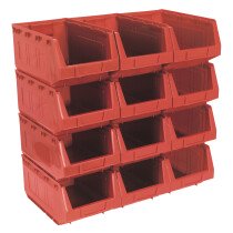 Sealey TPS412R Plastic Storage Bin 209 x 356 x 164mm - Red Pack of 12