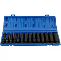 ISS SET08MML 1/2" Drive Metric 15 Piece Set of Deep Length Sockets