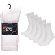 Tom Franks Mens Sports Socks Size 7-11 (EUR 41-46) White Pack of 5 Pairs