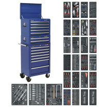 Sealey SPTCCOMBO1 Tool Chest Combination 14 Drawer with Ball Bearing Runners - Blue & 1179pc Tool Kit