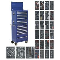 Sealey SPTCCOMBO1 Tool Chest Combination 14 Drawer with Ball Bearing Runners - Blue & 1179pc Tool Kit