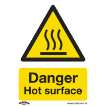 Sealey SS42P1 Warning Safety Sign - Danger Hot Surface - Rigid Plastic