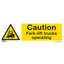 Sealey SS44V10 Warning Safety Sign - Caution Fork-Lift Trucks - Self-Adhesive Vinyl - Pack of 10