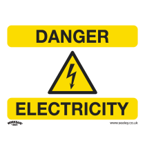 Sealey SS41V1 Warning Safety Sign - Danger Electricity - Self-Adhesive Vinyl