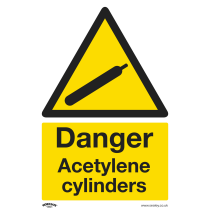 Sealey SS63V10 Warning Safety Sign - Danger Acetylene Cylinders - Self-Adhesive Vinyl - Pack of 10