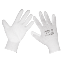 Sealey SSP50L White Precision Grip Gloves Large - Pair