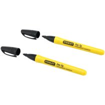 Stanley 0-47-316 Fine Tip Permanent Marker Pen Black (Pack of 2) STA047316