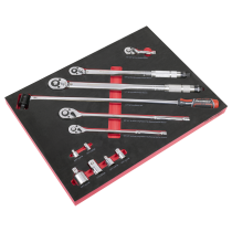 Sealey TBT45 Premier Ratchet, Torque Wrench, Breaker Bar & Socket Adaptor Set with Tool Tray 3/8"Sq & 1/2"Sq Drive 12pc